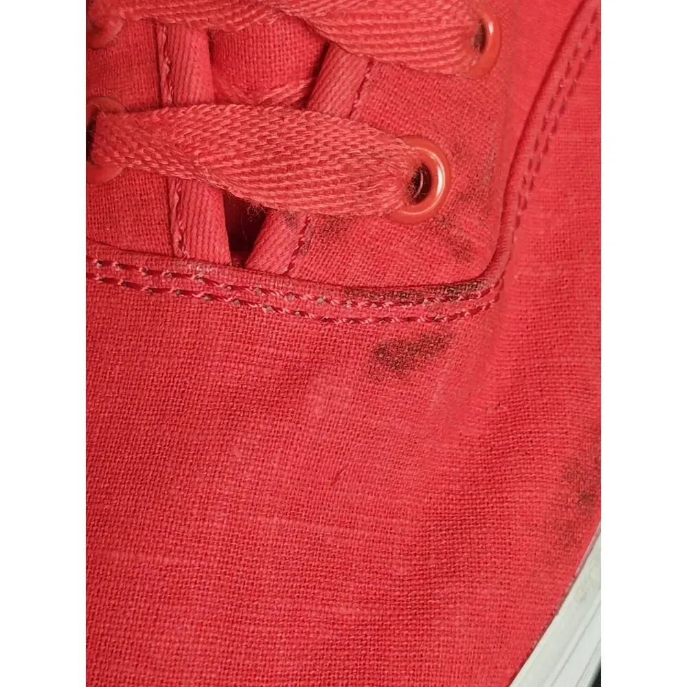 KEDS Women's 7 Red Linen Point Lace Up Sneakers New Blemishes